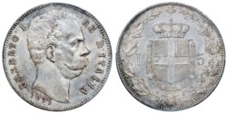 UMBERTO I (1878-1900) - 5 lire 1879, II tipo, Roma.