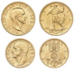 VITTORIO EMANUELE III (1900-1943) - 100 lire e 50 lire 1936, Impero, I tipo, Roma.