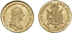 MILANO - GIUSEPPE II (1765-1790) - ½ Sovrana 1789.
