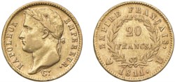 TORINO - NAPOLEONE I, Imperatore (1804-1814) - 20 Franchi 1811.