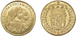 VITTORIO AMEDEO II, Reggenza della madre Maria Giovanna Battista (1675-1680) - Doppia, 1676, Torino.