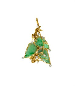 Pendente in oro bicolore 18kt e giada