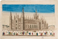 Louis-Joseph Mondhare (1734 - 1749) - Vue perspective de la Cathédrale de Milan. Original 18th Century vue optique. <br>Mondhare, Louis-Joseph, editeur