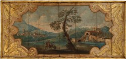 Scuola francese del secolo XIX / XX - Paesaggio in stile settecentesco