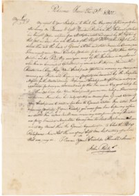 Lettera manoscritta in inglese su di una pagina inviata all'Ammiraglio Horatio Nelson
