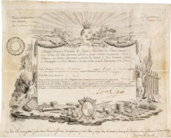 Pension de Recompense Militaire - Con firma del Marchese Philippe Henri de Ségur, maresciallo di Francia