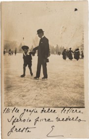 Maria Letizia di Savoia - Cartolina fotografica con breve nota e sigla L. indirizzata al tenente Elia.