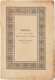 RIVISTA DELLE VARIE LEZIONI DELLA DIVINA COMMEDIA SINORA AVVISATE COL CATALOGO DELLE PIÙ IMPORTANTI EDIZIONI