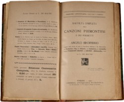 BROFFERIO ANGELO - RACCOLTA COMPLETA DELLE CANZONI PIEMONTESI E DEI POEMETTI
