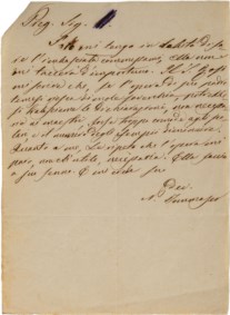 Nicolò Tommaseo - Letterina totalmente autografa con firma di pugno