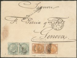 Uffici Postali all'Estero - Levante - Lettera spedita da Tunisi a Genova il 26 ottobre 1876