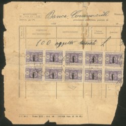 RSI - SEGNATASSE - 1944 - Blocco di 10 del 5 lire segnatasse (70)