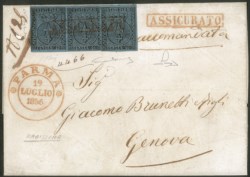 Antichi Stati Italiani - Parma - Assicurata da Parma a Genova 19 luglio 1856