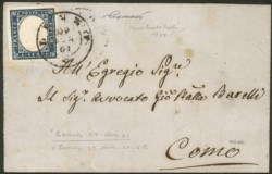 Antichi Stati Italiani - Sardegna - Da Lenno a Como il 27 marzo 1861