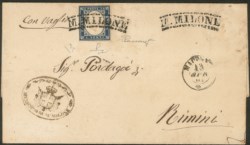 Antichi Stati Italiani - Sardegna - Lettera da Monte Milone (p. R1) a Rimini 13.4.61
