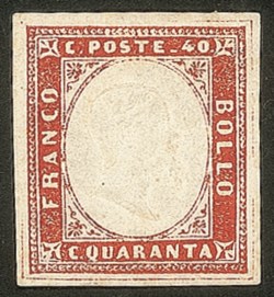 Antichi Stati Italiani - Sardegna - 1857 - 40 cent (16A cat.7000+)