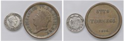 NAPOLI - FERDINANDO I (1816-1825) - Lotto di due monete da 10 grana e 8 tornesi.