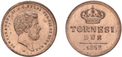 NAPOLI - FERDINANDO II (1830-1859) - 2 tornesi 1852.