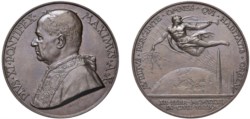 PIO XI, Ambrogio Damiano Achille Ratti (1922-1939) - Medaglia an. X, Stazione Radio Vaticana, Roma.