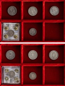 VITTORIO EMANUELE II, Regno di Sardegna (1849-1861) - Lotto di 5 monete da 1 lira e 50 centesimi.