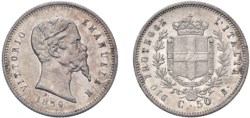 VITTORIO EMANUELE II, Re Eletto (1859-1861) - 50 centesimi 1859, Bologna.