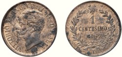 VITTORIO EMAUELE II, Re d'Italia (1861-1878) - Centesimo 1867, Torino.