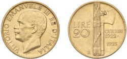 VITTORIO EMANUELE III (1900-1943) - 20 lire 1923, fascetto, Roma.