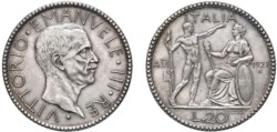 VITTORIO EMANUELE III (1900-1943) - 20 lire 1927, an. VI, Roma.