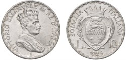 VITTORIO EMANUELE III, Somalia italiana (1909-1925) - 10 lire 1925, Roma.