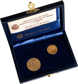 SAN MARINO - Nuova monetazione (1972-) - Dittico da 1 e 2 scudi 1986, Il Lavoro.