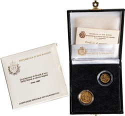 SAN MARINO - Nuova monetazione (1972-) - Dittico da 1 e 2 scudi 1990, Presidenza San Marino Consiglio d'Europa.
