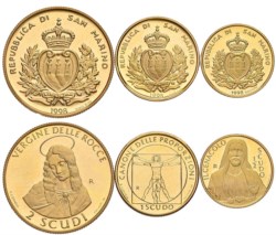 SAN MARINO - Nuova monetazione (1972-) - Trittico da ½, 1 e 2 scudi 1998, Leonardo da Vinci.