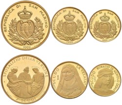SAN MARINO - Nuova monetazione (1972-) - Trittico da ½, 1 e 2 scudi 1999, Sposalizio della Vergine.
