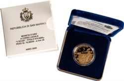 SAN MARINO - Nuova monetazione (1972-) - 5 scudi 2000, Il ratto d'Europa.