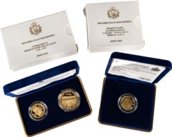 SAN MARINO - Nuova monetazione (1972-) - Lotto composto da 20, 50 euro e 2 scudi, 2002, in astucci originali.