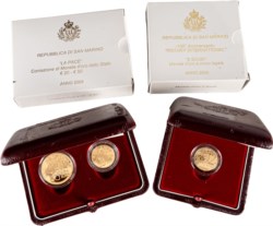 SAN MARINO - Nuova monetazione (1972-) - Lotto composto da 20, 50 euro e 2 scudi, 2005, in astucci originali.