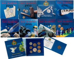 SAN MARINO - Nuova monetazione (1972-) - Lotto di 9 divisionali (1993-2001) più un 1000 lire celebrativo (1997).