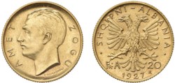 ALBANIA - AMET ZOGU (1925-1939) - 20 Franga 1927, Roma.