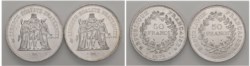 FRANCIA - QUINTA REPUBBLICA (1959-) - Lotto due esemplari da 50 franchi, 1974 e 1975, Parigi.