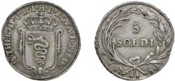MARIA TERESA D'ASBURGO, Nuova monetazione (1778-1780) - 5 soldi 1780, Milano.