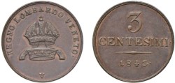 FERDINANDO I D'ASBURGO-LORENA (1835-1848) - 3 centesimi 1843, Venezia.