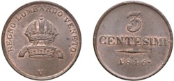 FERDINANDO I D'ASBURGO-LORENA (1835-1848) - 3 centesimi 1846, Venezia.