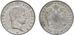 FERDINANDO I D'ASBURGO-LORENA, monetazione per l'Impero (1835-1848) - 20 kreuzer 1837, Milano.