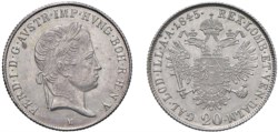 FERDINANDO I D'ASBURGO-LORENA, monetazione per l'Impero (1835-1848) - 20 kreuzer 1845, Milano.