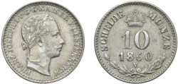 FRANCESCO GIUSEPPE I D'ASBURGO-LORENA, monetazione per l'Impero (1848-1866) - 10 Kreuzer 1860, Venezia.
