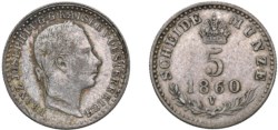 FRANCESCO GIUSEPPE I D'ASBURGO-LORENA, monetazione per l'Impero (1848-1866) - 5 Kreuzer 1860, Venezia.