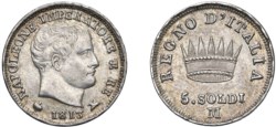 MILANO - NAPOLEONE I, Re d'Italia (1805-1814) - 5 soldi 1813.