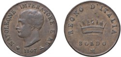 MILANO - NAPOLEONE I, Re d'Italia (1805-1814) - Soldo 1807, I tipo.