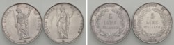 MILANO - GOVERNO PROVVISORIO DI LOMBARDIA (1848) - Lotto 2 monete da 5 lire 1848.