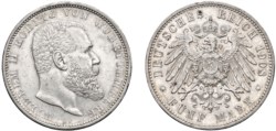 GERMANIA - WURTTEMBERG - GUGLIELMO II (1891-1918) - 5 Marchi 1900 F.